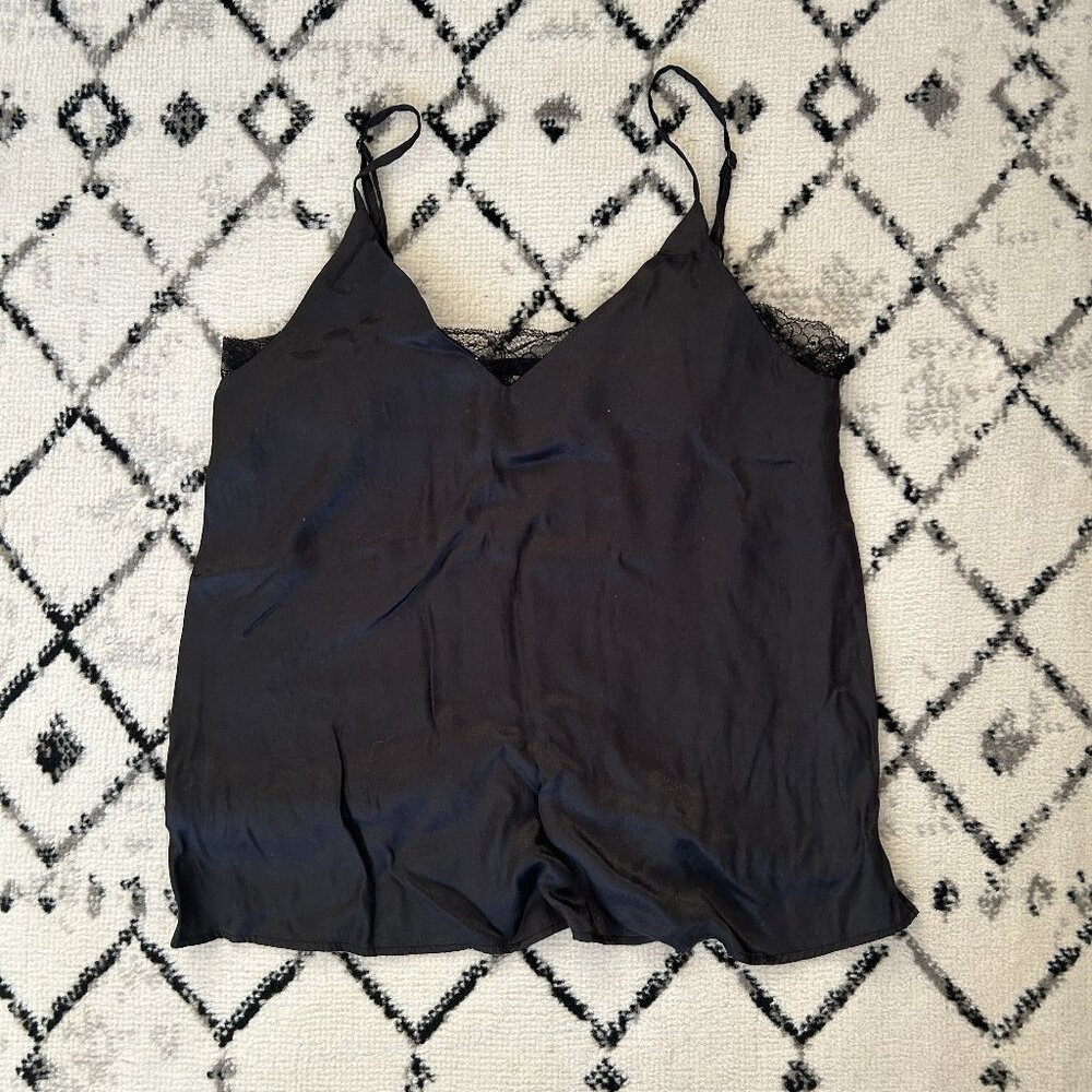 Q2 Black Silk Lace Camisole